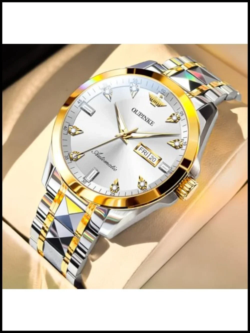 Automatic Mechanical Skeleton Watch Stainless Steel Waterproof Day Date